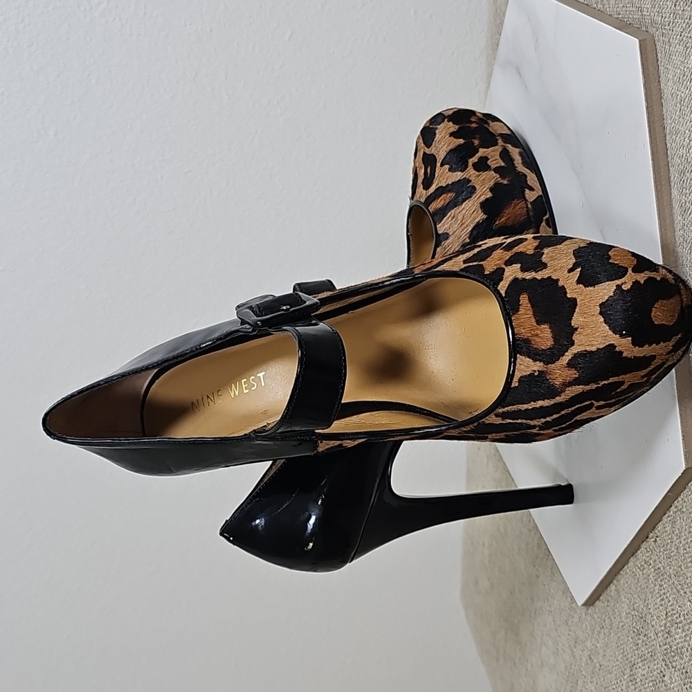 Nine West Black and Brown Animal Print Heels